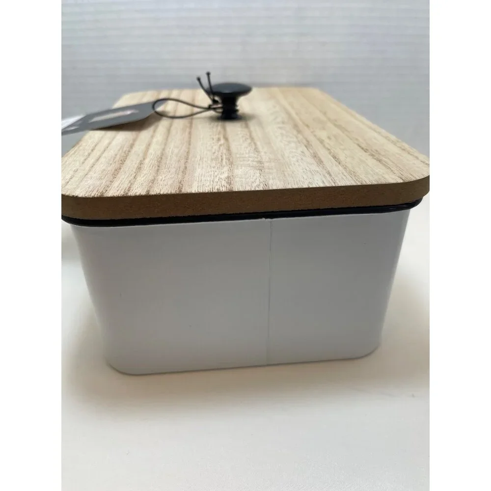 Rae Dunn Dryer Sheets Storage Box With Wooden Lid - Add Class & Sass To Your Lau